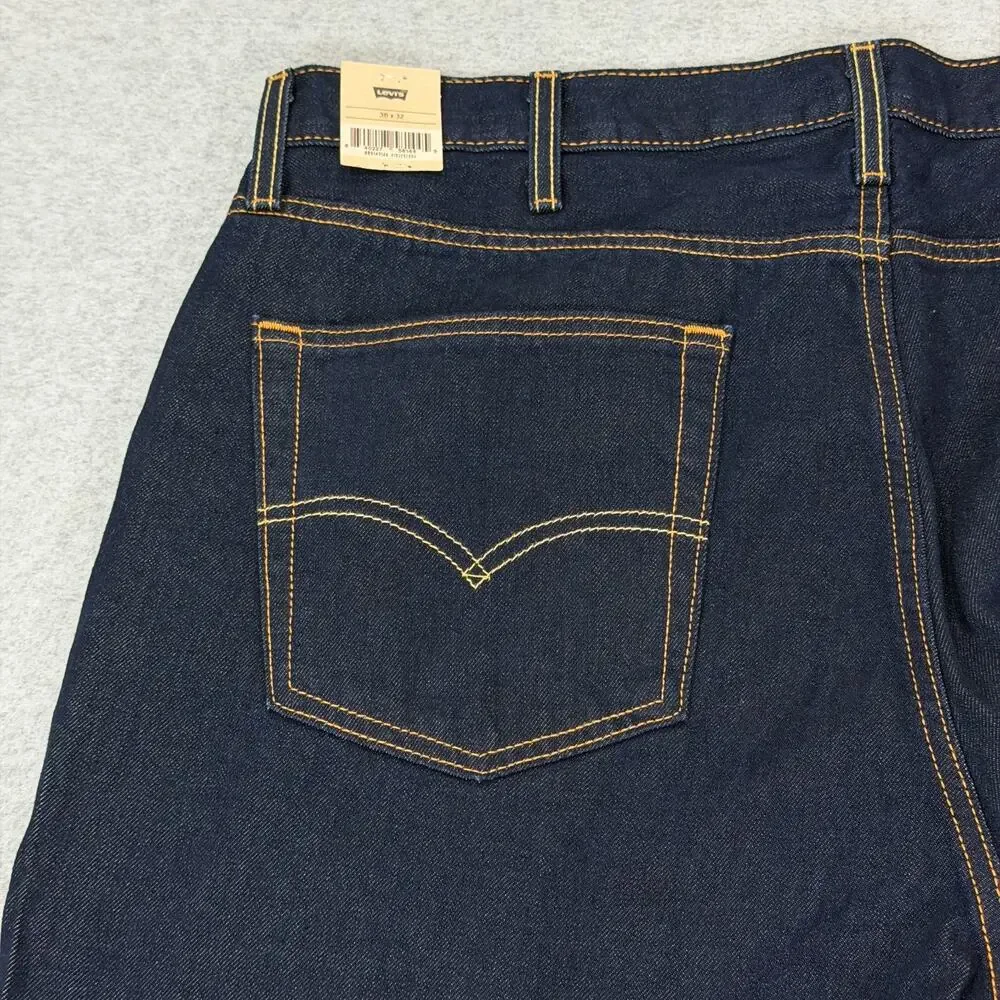 Levi's 514 Straight Leg Jeans Men's 38x32 Dark Wash Denim Blue NWT Irregular